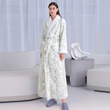 1pc Thickened Long Sleeve Bathrobe - Soft, Plush, and Cozy Unisex Loungewear for Him and Her - Perfect for Couples Relaxation Time with Delicate Flower Pattern, Ideal for Home Use, Essential Bathroom Supplies