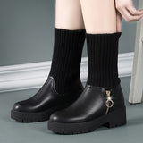 kamames Flat-Soled Short Boots Women's Thick-Soled Rice White Martin Boots With Plush Thread British Style Fashion Brand Women's Cotton Shoes