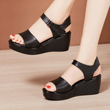 kamames Summer New Thick-Soled Sandals Women's 6Cm Slope Heel Sandals Middle Heel Waterproof Table Large Size Comfortable Muffin Fishmouth Shoes