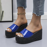 kamames heel slippers women's summer sponge cake platform sandals all-match seaside beach shoes fashion high-heeled flip flops