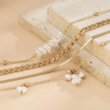 4-Piece Stylish Pearl Beads Chain Necklaces Set - Multi-Purpose, Elegant, and Adaptable Fashion Accessory with Pure White Imitation Pearls - Perfect for Everyday Wear or Special Occasions