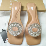 kamames ZARZ Woman 2022 Shoes Flat Summer Rhinestones Transparent PVC Square Toe Sexy Outer Wear Muller Sandals And Slippers Women Plus