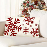 1pc Festive Contemporary Christmas Snowflake Throw Pillow Cover, 12x20 Inch, Red Polyester Decorative Cushion Case with Zipper Closure, Machine Washable, for Home and Party Sofa Decor - Single Side (No Insert)