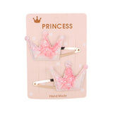 2Pcs/set Glitter Cartoon Cartoon Love Heart Crown Hair Clips For Girls Handmade Hairpins Boutique Barrette Kids Hair Accessories