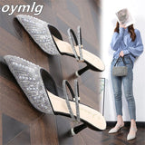 kamames Baotou Back Empty Women's High Heel Sandals and Slippers 2022 Summer New Ladies Fashion Pointed Toe Women's Shoes