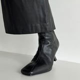 kamames kamames Soft Korean Leather High Heel Ankle Boots Women's Thin Heel Women's Shoes Side Zipper Is Comfortable