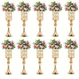 2pcs Elegant Diamond Crystal Metal Flower Stand Vases - Wedding Centerpiece Vases for Tables with Floral Holder - 18in Tall, Versatile, and Durable