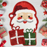 Santa Claus Plush Microfiber Bathroom Rug - Non-Slip, Absorbent, Cute Christmas Decor Shower Mat in Red & Orange