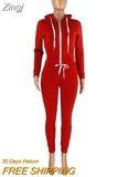 kamames Autumn Sporty Women's Set Hooded Sweatshirt Jogger Pants Set Activewear Tracksuit Two Piece Set Print Fitness Outfit