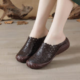 kamames kamames Summer New Cowhide Flat-Soled Women's Shoes Leisure Leather Hollowed-Out Breathable Slippers Hole Shoes