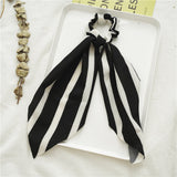 New Women Black and White Plaid Hair Scrunchies Elastic Hair Bands Girls Ribbon Hair Ropes Ties Ponytail Holder Hair Accessories