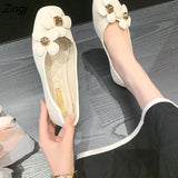 kamames Shoes Women's 2023 New All-match Shallow Mouth Flat Shoes Retro Square Toe Shoes Non-slip Soft Bottom Shoes Flower Shoes