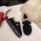 kamames Women's Snow Boots 2024 Autumn And Winter New Large Woolen Shoes Thick-Soled Cotton Shoes