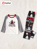 PatPat Christmas Family Matching Tree & Snowflake Graphic and Letters Print Grey Crew Neck Round Neck Long*Sleeve Sets (Flame Resistant) For Spring & Autumn/Fall & Winter Outdoors