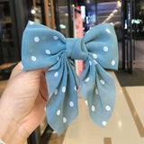 Polka Dot Floral Print Hair Clips Girls Daisy Bow Hairpin Pastoral Retro Style Barrettes Big Bowknot Hairpin Hair Accessories