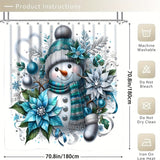 4-piece Set Of Christmas Digital Print Shower Curtain Decoration, Exquisite Housewarming Gift Modern Home Décor, Waterproof Shower Curtain And Toilet Mat Three-piece Set With 12 Shower Curtain Hooks