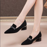 kamames kamames New 2024 Korean Edition Fashion Pointed Thick Heel Single Shoes Women Pedal Casual High Heel Women's Shoes