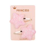 2Pcs/set Glitter Cartoon Cartoon Love Heart Crown Hair Clips For Girls Handmade Hairpins Boutique Barrette Kids Hair Accessories