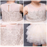 Kamames  Girls' Water Soluble Lace European and American Mesh Princess Dress Children's Wedding Dress Pettiskirt Dress Baby Birthday Skirt Gown