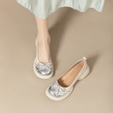 kamames kamames Comfortable French Retro Pearl Bowknot Bean Bean Shoes Female Thick Heel Thick Platform 2024 Spring And Autumn New Single Shoes