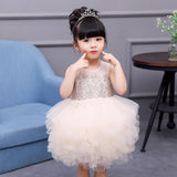 Kamames  Girls' Water Soluble Lace European and American Mesh Princess Dress Children's Wedding Dress Pettiskirt Dress Baby Birthday Skirt Gown