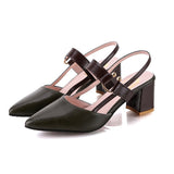 kamames Women's Summer 2024 New Korean Version Of Baotou Tip One-Word Buckle Roman Shoes Shallow Mouth Thick Heels Large Size