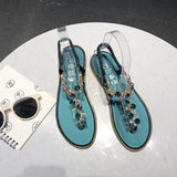 kamames Women Sandals 2022 Summer Low Heel Romen Style Rhinestone Sandals Women Fashion Closed Toe Sandals Women Comfortable Beach Shoes