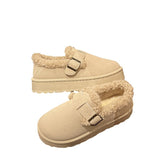 kamames Women's Snow Boots 2024 Autumn And Winter New Large Woolen Shoes Thick-Soled Cotton Shoes