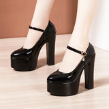 kamames High Heel 15CM Cheongsam Model Catwalk Shoes Women's Thick Soles Waterproof Table Pointed Professional Work Shoes Large Size Women's Singles Shoes