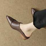 kamames kamames Half Slippers Female Autumn Summer 2024 New Korean Version Wearing Thick Heel Sandals Pointed Lazy Middle Heel Muller Shoes