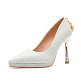 kamames kamames Fine Sparkling Water Diamond Advanced Sense Waterproof Platform Pointed Fine Heel High Heels Bridesmaid Shoes Are Not Tired Foot Wedding Shoes Women