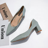 kamames kamames High Heels, Single Shoes, Korean Version Women's Shoes, Nude Pointed Heels, Thick Heels, Spring And Autumn Shoes, Lacquered Leather Work Shoes.