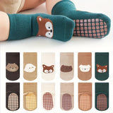 6 Pairs Toddler's Novelty Cute Floor Socks, Anti-skid Cotton Socks With Dot Glue, Boys Girls Kids Socks For All Seasons Wearing