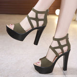 kamames Sandals Women's 2023 Summer High Heels Open-Toed Thick Heels Waterproof Platform Large Size 41-43 Catwalk Catwalk Shoes