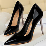 Patent Leather Woman Pumps BIGTREE Shoes New High Heels Shoes Sexy Women Heels Pointed Toe Women Basic Pump Heels Plus Size 43