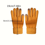 1 Pair Knit Thermal Winter Gloves, Solid Color Touch Screen Thickened Sports Gloves For Cycling Hiking