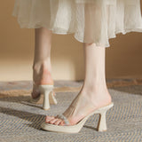 kamames kamames Open-Toe High Heels Single Shoes French Thick Heel Niche Open Sandals Transparent Outside Wear Beautiful High Heels