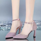 Elegant Breathable Mid-Heel Pumps - Chic Pointed Toe with Tassel, Ankle Strap Mary-Jane, Ideal for Summer Weddings & Evenings