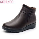 GKTINOO 2021 Fashion Winter Boots Women Leather Ankle Warm Boots Mom Autumn Plush Wedge Shoes Woman Shoes Big Size 35-41