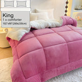 Luxurious Solid Color Fluffy Comforter - Triple-insulated, Hypoallergenic Down Alternative Filling - Velvety Fluffy Surface for Year-round Warmth - Premium Sherpa Texture - Perfect for Autumn, Winter, and Seasonal Transitions - Available in Twin, Full, Qu