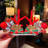 1Pair Women Girls Cartoon Christmas Antlers Hairpins New Year Sweet Hair Decorate Barrettes Hair Clips Novelty Hair Accessories