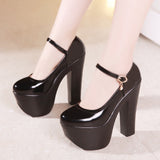 kamames Catwalk Model Catwalk Shoes Female Super High Heels 15Cm Thick Heel Waterproof Platform Round Head Nightclub Single Shoe Girl