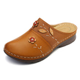 kamames Women's Shoes Are Specially Designed For Large-Size Baotou Women's Sandals, Flower Flat-Soled Women's Sandals.
