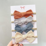 4Pcs/Set Soft Nylon Baby Girl Headband Bowknot Newborn Headbands Elastic Hair Bands Infant Turban Headwear Kids Hair Accessories