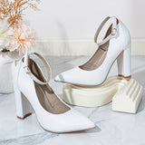 Chic Pointed-Toe Heels - Ankle Strap, Chunky Heel, Lightweight Design for Everyday Elegance