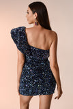 kamames Macoy One Shoulder Sequin Mini Dress - Black