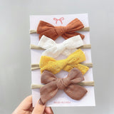 4Pcs/Set Soft Nylon Baby Girl Headband Bowknot Newborn Headbands Elastic Hair Bands Infant Turban Headwear Kids Hair Accessories