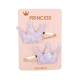 2Pcs/set Glitter Cartoon Cartoon Love Heart Crown Hair Clips For Girls Handmade Hairpins Boutique Barrette Kids Hair Accessories