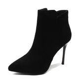 kamames NEW Women High Heeled Short Boots Europea Style Winter Shoes Pointed Toe Ankle Botas Thin Heel Side femininas