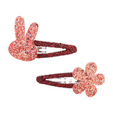 2 Pcs/lot New Girls Cute Rabbit Flower Hair Clips Sweet BB Glitter Hairpins Barrettes Headwear Fashion Hair Accessories For Kids